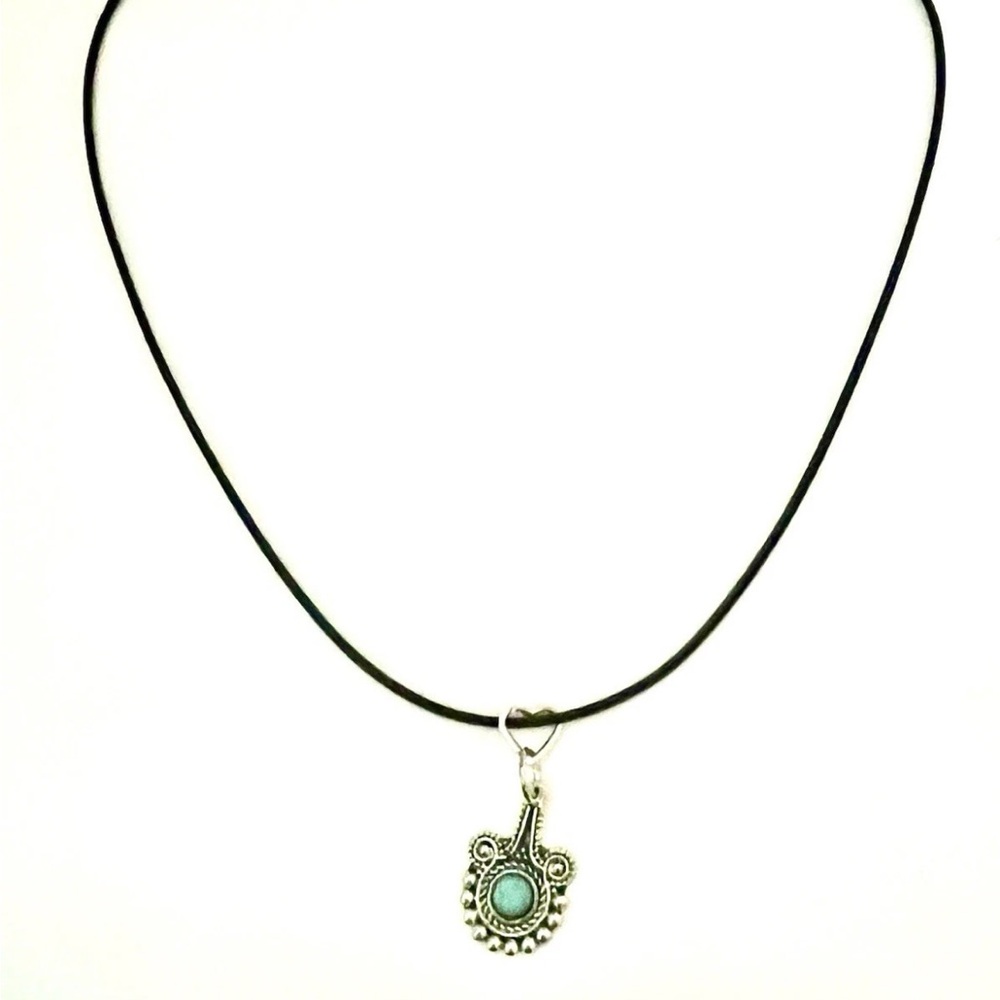Pendant Boho Tibetan Style Pendant Synthetic Turquoise Stone On Leather Cord